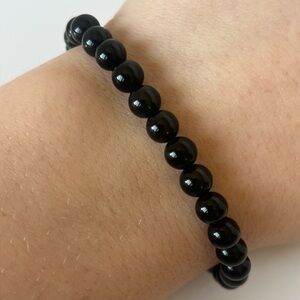 Black Beaded Stretch Bracelet 7in